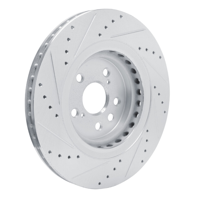 Lexus RX350 Brake Rotor (1) - Front Right - R1 Concepts - Drilled & Slotted - Silver - `20-`25